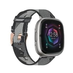 For Fitbit Sense Nylon Weave Canvas Watch Band XER Grey