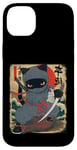 Coque pour iPhone 14 Plus Chat ninja japonais, chat noir kawaii ninja