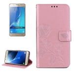 Rose Gold -Yhteensopiva Galaxy J5 (2016) / J510 Roses Pressed Pu -Kotelon Kanssa