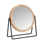 Amazon Basics Rond Montage sur Table Miroir grossissant sur Pied, cerclé de Bambou, 1 x / 5 x, Beige, 18.3 cm x 7.3cm x 20.7 cm