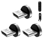 AXFEE Têtes Magnétique, 3PCS Connecteur Magnétique de Micro USB, Bouchon Anti-poussière, Adaptateur Connecteur pour Câble de Charge Magnétique (sans Cordons)