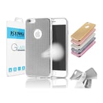 Weave Shockproof Silicone TPU Bumper Soft Case iPhone 6/6S Silver + Free Glass