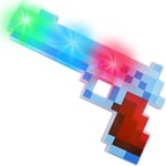 10 tum Pixelpistol leksak med blinkande LED-lampor - Cool Retro Pixelated Plastpistol - Videospel Festtillbehör - Unik Påskkorg Present till Barn