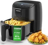 Aigostar Friteuse sans Huile 4 L, Friggitrice 9 en 1, 1500W Airfryer, Ecran tactile LED, Préchauffage rapide, Shake-Mode, Minuteur de 60 minutes, Température réglable de 40°C à 200°C, Moins de graisse