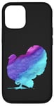 Coque pour iPhone 15 Turquie bleue violette cyan sur fond noir Amoureux des oiseaux