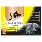 Sheba Fine Flake Cat Food Pouches Poultry In Jelly 12x85g