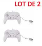 2 X Manette contrôleur Classic Pro pour Nintendo Wii, Wii U - 1,20 m – Blanc