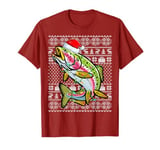 Ugly Xmas Lighting Santa Hat Rainbow Trout Fish Christmas T-Shirt