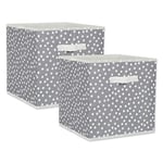 DII Lot de 2 paniers pliables en tissu non tissé Motif à pois Gris et blanc 33 x 33 x 33 cm