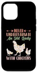 Coque pour iPhone 13 Pro Ne sous-estimez jamais une vieille dame avec des poulets