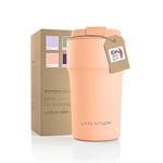 LARS NYSØM Thermo Coffee Mug-to-go 17oz | Travel Mug 0.5 Liter with Insulation | Leak Proof Stainless Steel Thermal Mug for Coffee and Tea on The Go | Tea Mug (Creamy Peach, 500ml)