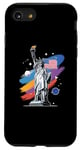 Coque pour iPhone SE (2020) / 7 / 8 Statue de la Liberté USA tenant une torche flamboyante avec des plantes