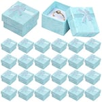 24 Pcs Petite Boite a Bijoux, Boîte de bague, Boite Cadeau Bijoux en Carton, Carré Présentes Ecrins, Boîtes à Bijoux Cas pour Pendentif, Boucle d'oreille, Collier Bague, 4x4x3cm (Bleu)