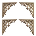 2X(4PCS Unpainted Wooden Mouldings Decal Wood Appliques for Furniture Cabinehy