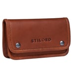 STILORD 'Kingston' Vintage Pochette à Tabac Cuir Blague à Tabac Étui à Tabac Hommes et Femmes Pochette pour Cigarette avec Compartiment pour Filtres, Couleur:Cognac Marron