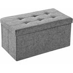 Banc Coffre de Rangement Pliable 76x38x38 cm - Pouf Repose-pieds - Canapé Pouf avec Coffre de Rangement - Gris