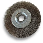 Brosse circulaire inox ø 100 mm Epaisseur 1 rang Fil souple 0.20 mm ondulé Alésage 16 mm Touret meuleuse affûteuse ponceuse Brossage décapage