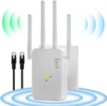 Répéteur WiFi Puissant, 1200Mbps Amplificateur Dual Bande 5GHz/2,4GHz Range Extender avec Port WAN/LAN, WiFi Booster avec Modes Repeteur/AP/Routeur, Compatible Toutes Les Routeur