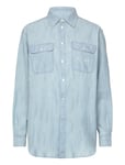 Embroidered-Logo Chambray Shirt Tops Shirts Denim Shirts Blue Polo Ralph Lauren