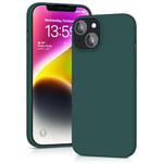 YATWIN Silicone Case for iPhone 13, Soft-Touch, Shockproof, DustProof, Antiskid Full Body Armour Phone Cover for Apple iPhone 13 - Dark Green