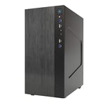 Itek SMALLCOM-B Boîtier Mini Tower, mATX, 2 Ports USB 3, 2 Ports USB 2, brossé, Noir