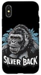 Coque pour iPhone X/XS Costume de singe à dos argenté cool pour les amateurs de gorille