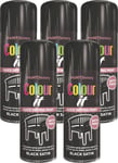 5x400ML All-Purpose Colour it Aerosol Spray Paint Black Satin Metal Wood Plastic