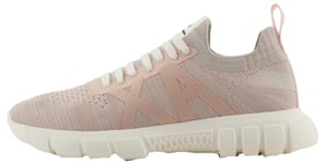 Armani Exchange Femme Harlem, Tissu tricoté, Logo latéral Basket, Rose Grey Off White, 36 EU