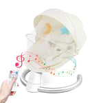 Uuoeebb Baby Bouncer with Bluetooth, Baby Bouncer from Birth with 5 Swing Speed, 3-Stage Timer and Remote Control, Baby Swing Chair from Birth with 2 Plush Toys & Soft Padded Newborn Bouncer (Cream)