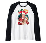 Trump Cats for Everyone Christmas Cat Funny Xmas Women Santa Raglan Baseball Tee