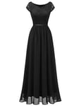 DRESSTELLS Robe de soirée Noire pour Femme Maxi Robe pour Femme 2022 Robe de Soiree Femme Robe de Demoiselle d'honneur de Mariage Robe de soirée Noir L