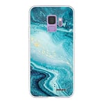 Evetane - Coque Silicone Compatible Samsung Galaxy S9 - Protection Intégrale 360, Fine et Transparente - Coque Avant & Arrière - Haute Résistance - Bleu Nacré Marbre
