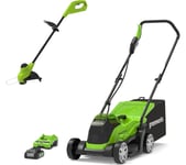 GREENWORKS GWGD24LM33LT25K2 Cordless Rotary Lawn Mower & Line Trimmer Set - Green & Black