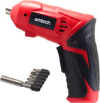 Amtech V6600 Cordless Electric Screwdriver, LED Light, 1300 mAh Li-ion Battery,