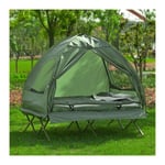 Sobuy - 2 Places Lit Pliant Lit de Camp Pliable Voyage Camping avec Toit, Sac de Couchage OGS32-L-GR ®