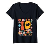 Womens My Wife Is A 10 And So Are Her Miles To Empty Funny Car Love V-Neck T-Shirt