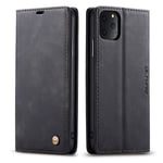 QLTYPRI Etui pour iPhone 11 Pro Max,Portefeuille Fentes Cartes Etui Antichoc Cuir PU Vintage Portefeuille Coque Compatible avec iPhone 11 Pro Max-Noir