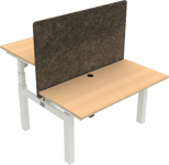 OmniLift, Dobbelt hæve-/sænkebord, firkantet, natur/hvid, H125x120x60 cm, bøg