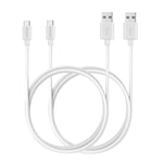 (Lot de 2,1,8m Câbles USB Type C vers USB 2.0 Extra Long de Données et Charge pour Samsung Galaxy S8,S8 Plus,Nexus 6P,LG G6,new MacBook,Google Pixel XL,OnePlus et plus (Blanc)