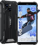 WP32Pro Smartphone Pas Cher Android 14 Octa-Core,Batterie 6300mAh Téléphone Portable incassable,écran 6"" HD+,Smartphone débloqué 24GB+256GB 4G,IP68,5+20MP Caméra,Double SIM,OTG,NFC-Noir.[U330]