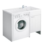 MEUBLE CACHE LAVE LINGE AVEC BAC À LAVER RÉVERSIBLE EN PVC BLANC 109x60 CM MO...