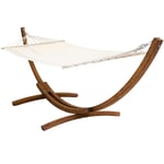 Garden Hammock With Wooden Arc Stand One Person - Cream