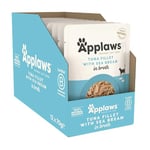 Applaws 100% Natural Wet Cat Food Pouch, Tuna Fillet with Seabream in Broth 70 g, 12 x 70 g Pouches