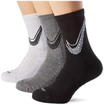 Nike U NK Everyday Max Cush Crew 3PR-Swoosh Chaussettes Mixte Adulte, blk(wh)/Ch(blk)/Wh(blk), FR : XL (Taille Fabricant : XL)