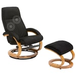 Fauteuil Chaise de Relaxation Massante et Chauffante en Tissu Noir et Bois avec