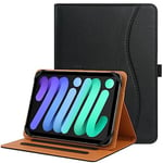 HGWALP Étui Universel pour Tablette 7-8 Pouces,Housse Folio Support en Cuir PU à Plusieurs Vues Angles dragonne pour Tablette Tactile 7" 8", avec Bande de Fixation en Silicone Réglable -Black