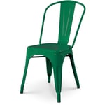 KOSMI - Chaise en métal vert sapin style industriel - Aspect brillant