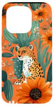 Coque pour iPhone 15 Pro Orange Abstrait Géométrique Western Boho Léopard Tournesols