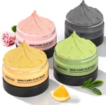 Clay Face Mask Kit - Vitamin C, Turmeric, Dead Sea Mud, Green Tea, 240g