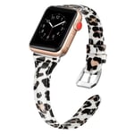 Apple Watch Series 5 40mm leopardi aito nahkainen kellonauha - Keltainen